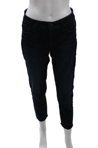 Paige Womens High Rise Dark Wash Skyline Skinny Crop Jeans Blue Size 27