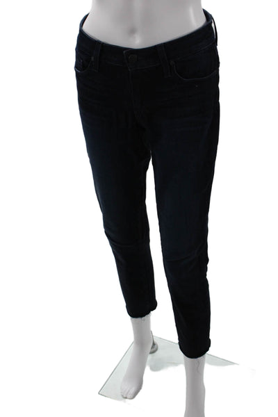 Paige Womens High Rise Dark Wash Skyline Skinny Crop Jeans Blue Size 27