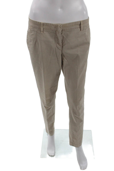 Maliparmi Womens Zipper Fly High Rise Straight Leg Chino Pants Beige Size 8