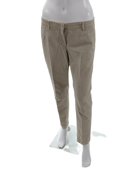 Maliparmi Womens Zipper Fly High Rise Straight Leg Chino Pants Beige Size 8