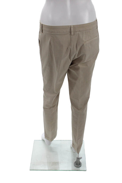 Maliparmi Womens Zipper Fly High Rise Straight Leg Chino Pants Beige Size 8