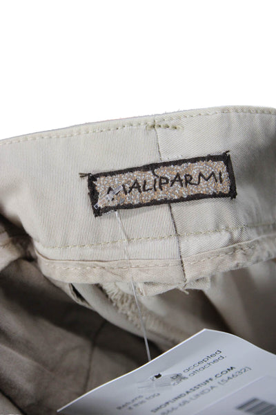 Maliparmi Womens Zipper Fly High Rise Straight Leg Chino Pants Beige Size 8