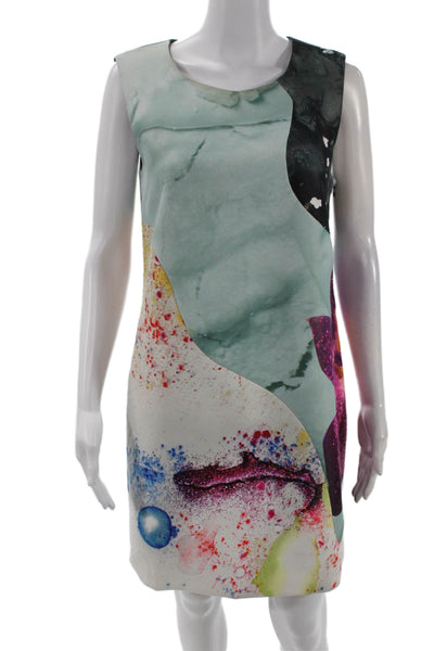 Angelys Balek Womens Side Zip Knee Length Abstract Dress Multicolored Size 8