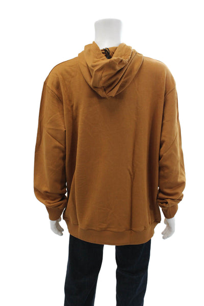 Balmain Mens Cotton Long Sleeve Graphic Pullover Hoodie Brown Size L
