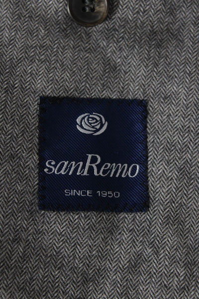 San Remo Men's Long Sleeves Lined Two Button Blazer Jacket Gray Size 56