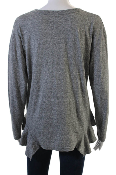 Current/Elliott Womens Tiered Long Sleeves Trim Tee Shirt Heather Gray Size 0
