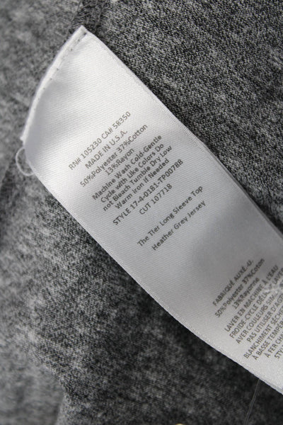Current/Elliott Womens Tiered Long Sleeves Trim Tee Shirt Heather Gray Size 0