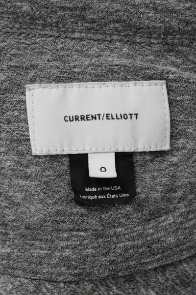 Current/Elliott Womens Tiered Long Sleeves Trim Tee Shirt Heather Gray Size 0