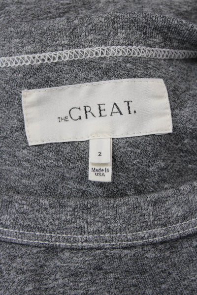 The Great Womens Short Sleeves Flare Bottom Shirt Gray Cotton Blend Size 2