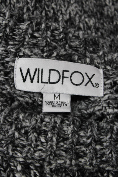 Wildfox Womens Ruffled Long Sleeves Knit Sweater Gray Cotton Size Medium