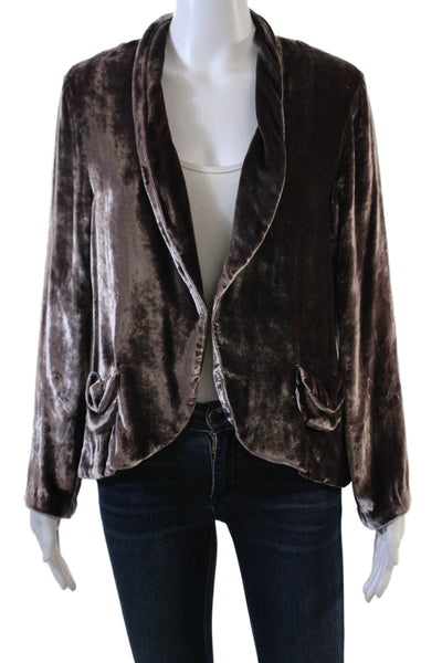 Mint Womens Crushed Velvet Print Long Sleeve Front Clasp Blazer Pink Size 10