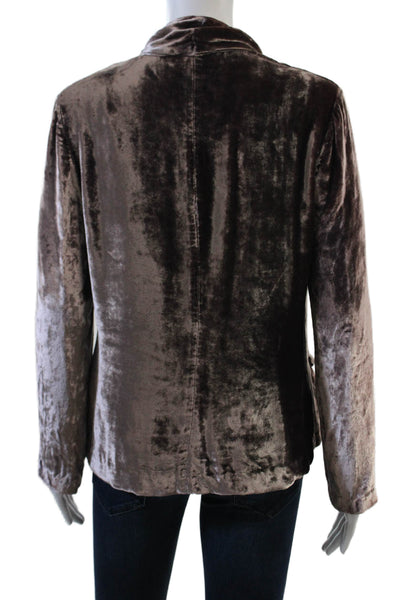 Mint Womens Crushed Velvet Print Long Sleeve Front Clasp Blazer Pink Size 10