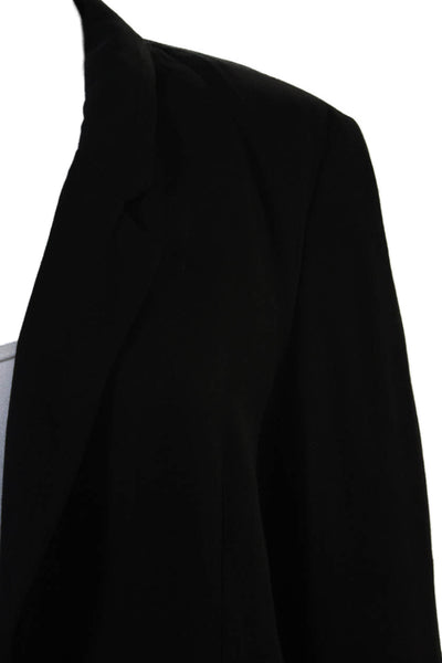 Frenken Womens Deep V-Neck Long Sleeve One Button Midi Blazer Black Size 34