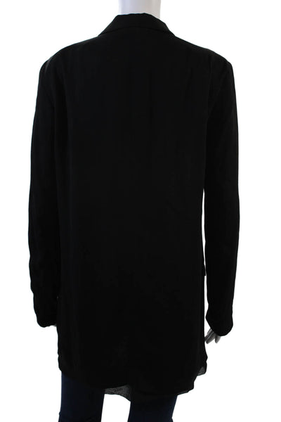 Frenken Womens Deep V-Neck Long Sleeve One Button Midi Blazer Black Size 34