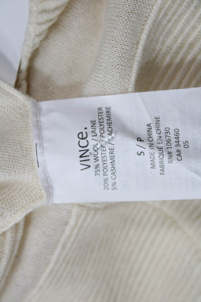 Theory Womens Cashmere Long Sleeves Crew Neck Sweater Off White Size Small