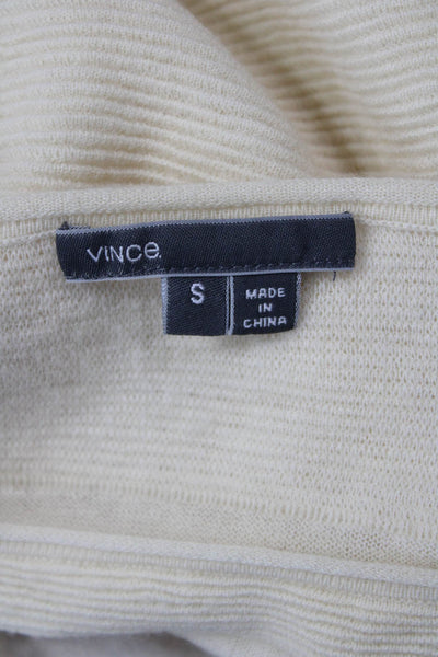 Theory Womens Cashmere Long Sleeves Crew Neck Sweater Off White Size Small