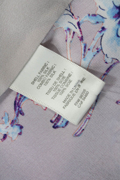 Rebecca Taylor Womens Silk Floral Print Blouse Lavender Purple Blue Size 2