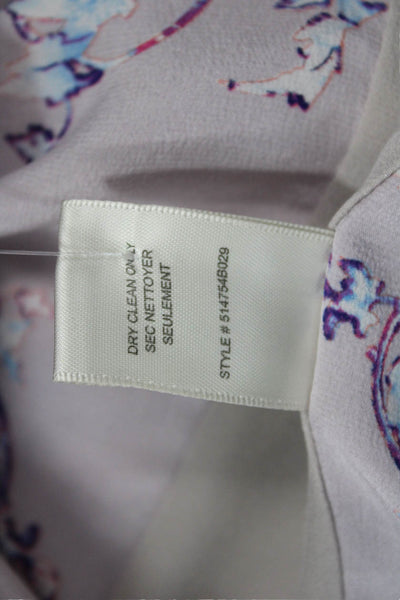 Rebecca Taylor Womens Silk Floral Print Blouse Lavender Purple Blue Size 2