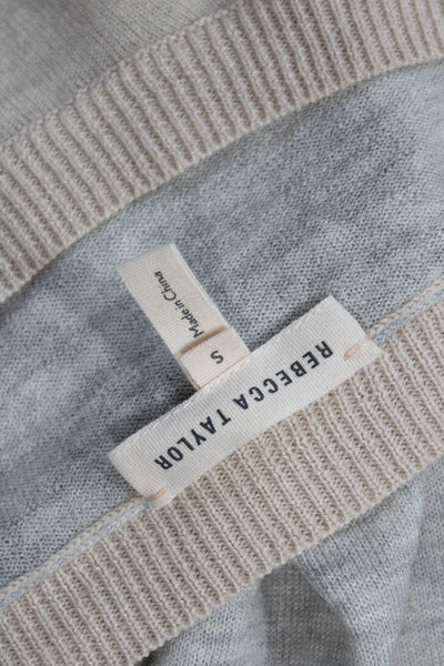 Rebecca Taylor Womens Crew Neck Sweater Beige Grey Wool Blend Size Small