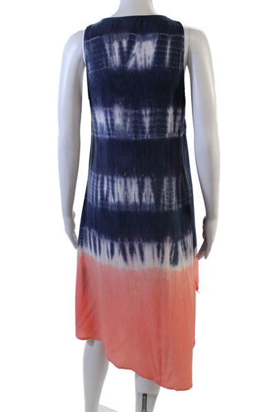 Splendid Womens Tie Dye Print Maxi Dress Navy Blue Pink Size Extra Small