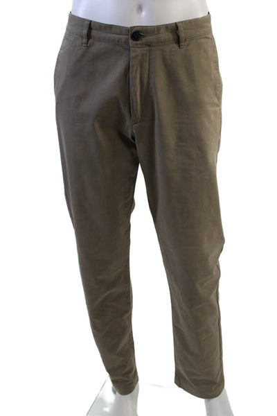 Theory Mens Straight Leg Zaine Witten Khaki Pants Beige Cotton Size 34