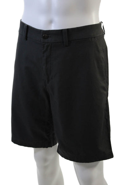 Lululemon Mens Flat Front Mid Rise Zip Up Khaki Shorts Gravel Gray Size 34