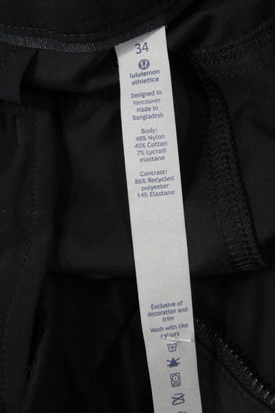 Lululemon Mens Flat Front Mid Rise Zip Up Khaki Shorts Gravel Gray Size 34