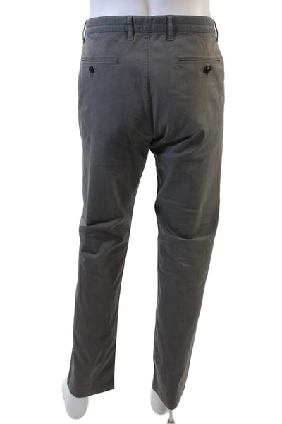 Theory Mens Zip Up Flat Front Zaine Witten Khaki Pants Gray Cotton Size 34