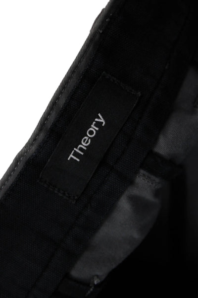 Theory Mens Zip Up Flat Front Zaine Witten Khaki Pants Gray Cotton Size 34