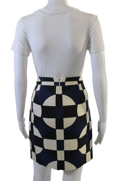J Crew Womens Wool Geometric Print Zippered Lined Mini Skirt Blue Size 2