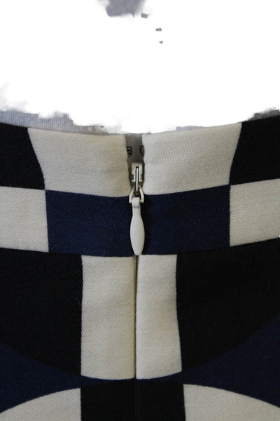 J Crew Womens Wool Geometric Print Zippered Lined Mini Skirt Blue Size 2