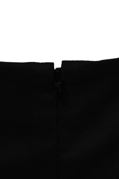 The Kooples Womens Wool Grommet Detail Leather Panel Pencil Skirt Black Size 36