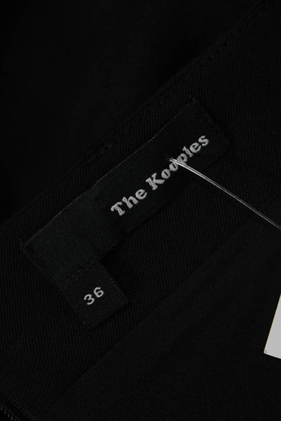 The Kooples Womens Wool Grommet Detail Leather Panel Pencil Skirt Black Size 36