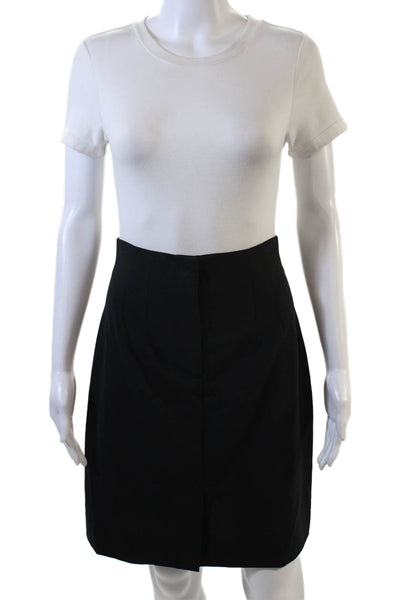 Theory Womens Wool Pleated Detail High Waisted Skirt Solid Black Size 4