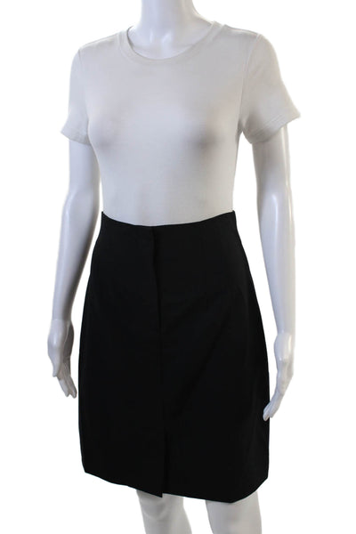Theory Womens Wool Pleated Detail High Waisted Skirt Solid Black Size 4