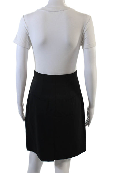 Theory Womens Wool Pleated Detail High Waisted Skirt Solid Black Size 4