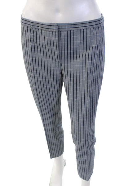 Theory Womens Plaid High Rise Classic Skinny Leg Pants Navy Blue Size 4