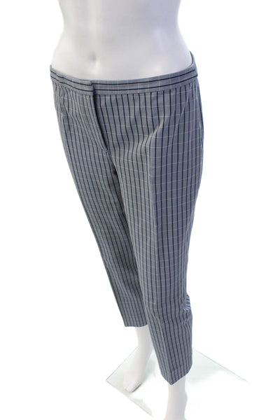 Theory Womens Plaid High Rise Classic Skinny Leg Pants Navy Blue Size 4