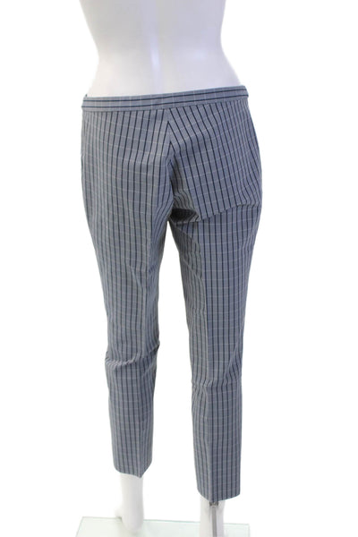 Theory Womens Plaid High Rise Classic Skinny Leg Pants Navy Blue Size 4