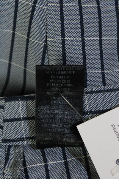 Theory Womens Plaid High Rise Classic Skinny Leg Pants Navy Blue Size 4