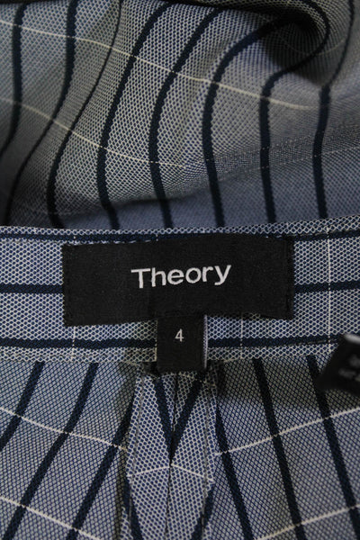 Theory Womens Plaid High Rise Classic Skinny Leg Pants Navy Blue Size 4