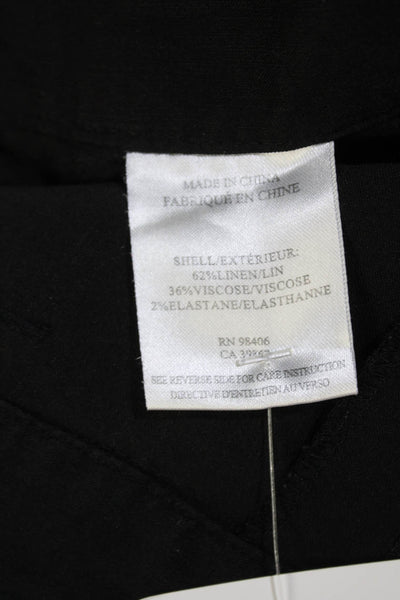 Theory Womens Linen Blend Mid Rise Slim Leg Zip Hannon Pants Black Size 2
