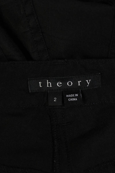 Theory Womens Linen Blend Mid Rise Slim Leg Zip Hannon Pants Black Size 2