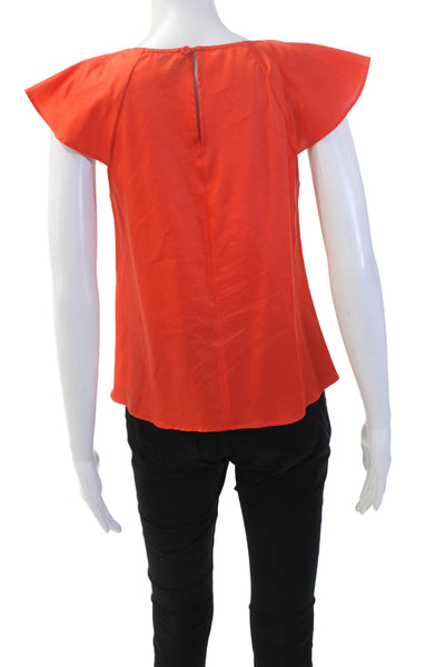 Tara Jarmon Womens Cross Front Short Sleeves Blouse Orange Cotton Size EUR 36