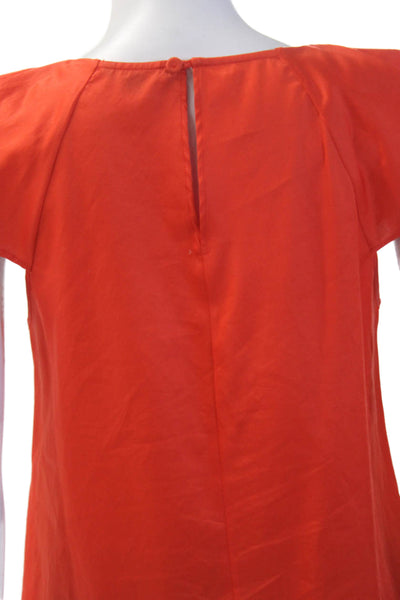 Tara Jarmon Womens Cross Front Short Sleeves Blouse Orange Cotton Size EUR 36