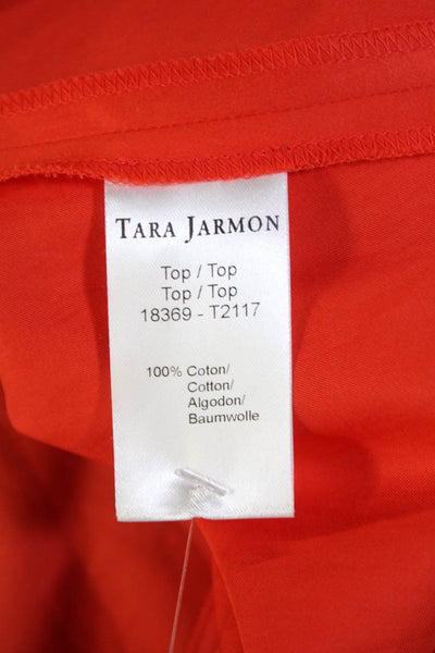 Tara Jarmon Womens Cross Front Short Sleeves Blouse Orange Cotton Size EUR 36