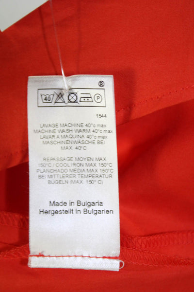 Tara Jarmon Womens Cross Front Short Sleeves Blouse Orange Cotton Size EUR 36