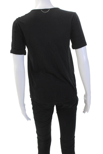 Sport The Kooples Womens V Neck Short Sleeves Blouse Black Size Extra Small