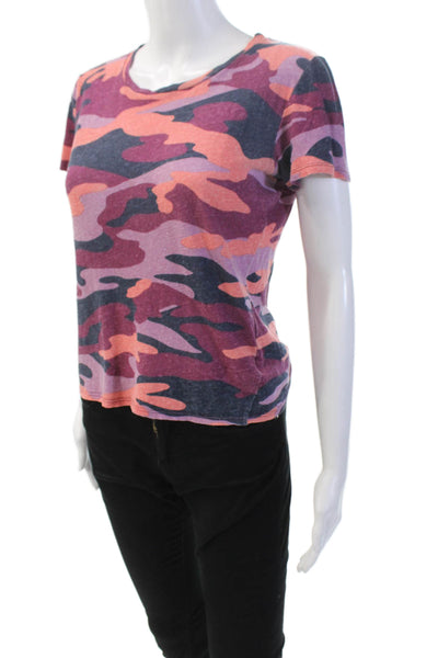 Mother Superior Womens Camouflage Print Shirt Pink Neon Orange Size Small