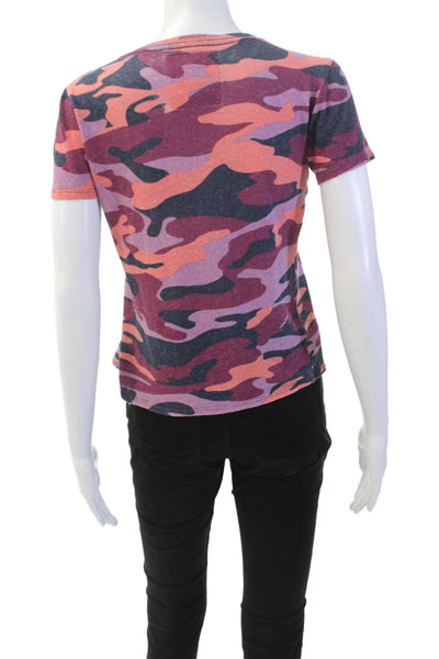 Mother Superior Womens Camouflage Print Shirt Pink Neon Orange Size Small